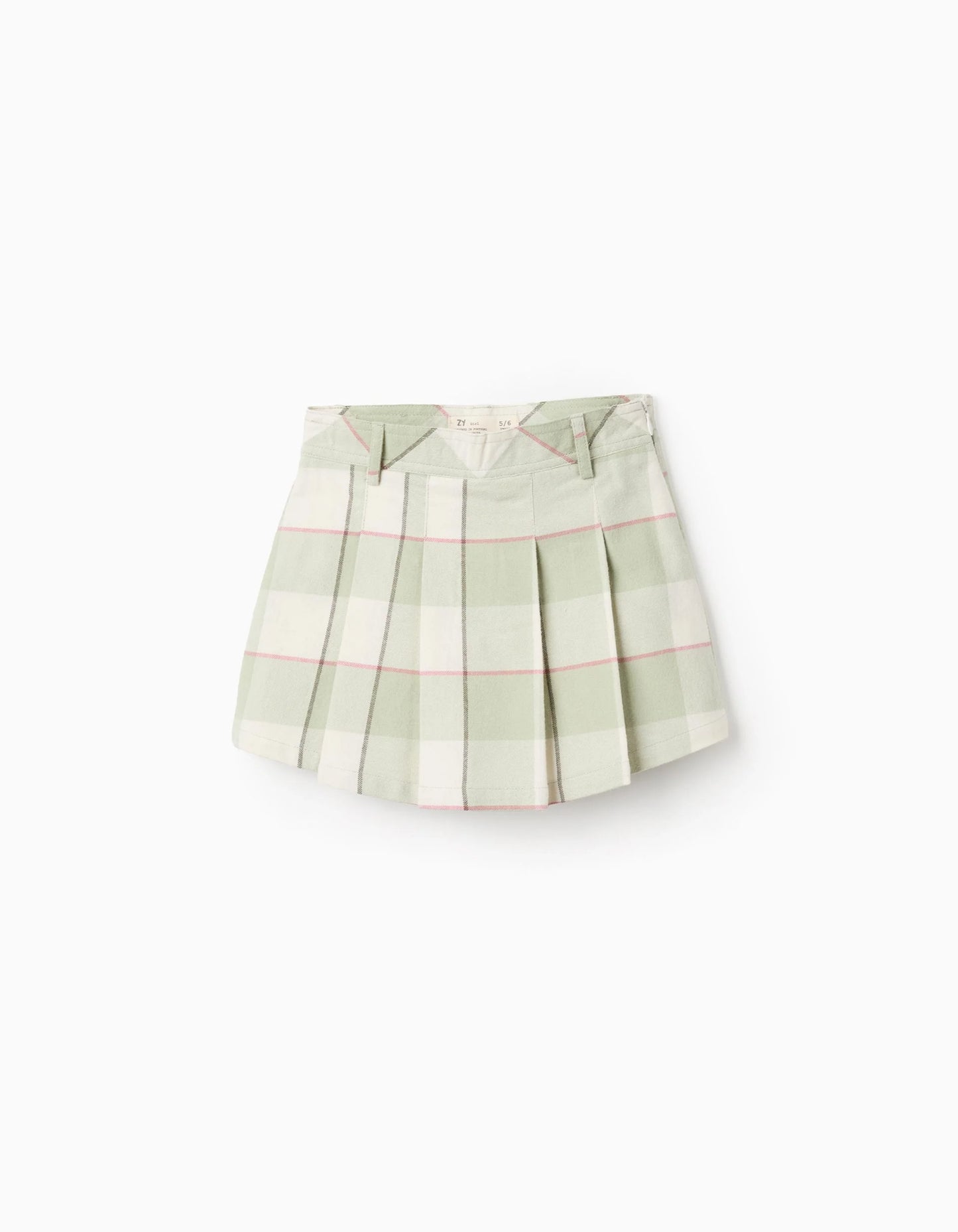 Check Flannel Skort for Girls, Green