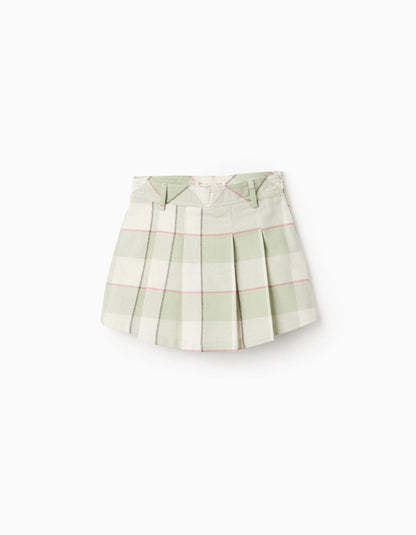 Check Flannel Skort for Girls, Green