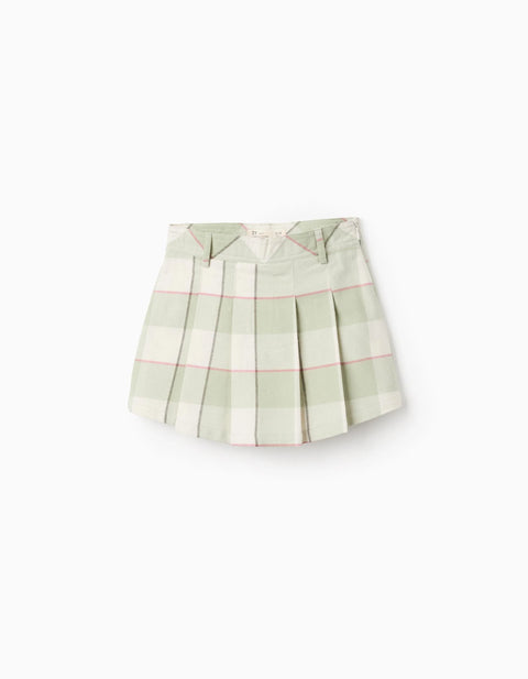 Check Flannel Skort for Girls, Green