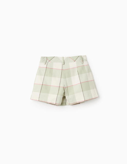 Check Flannel Skort for Girls, Green