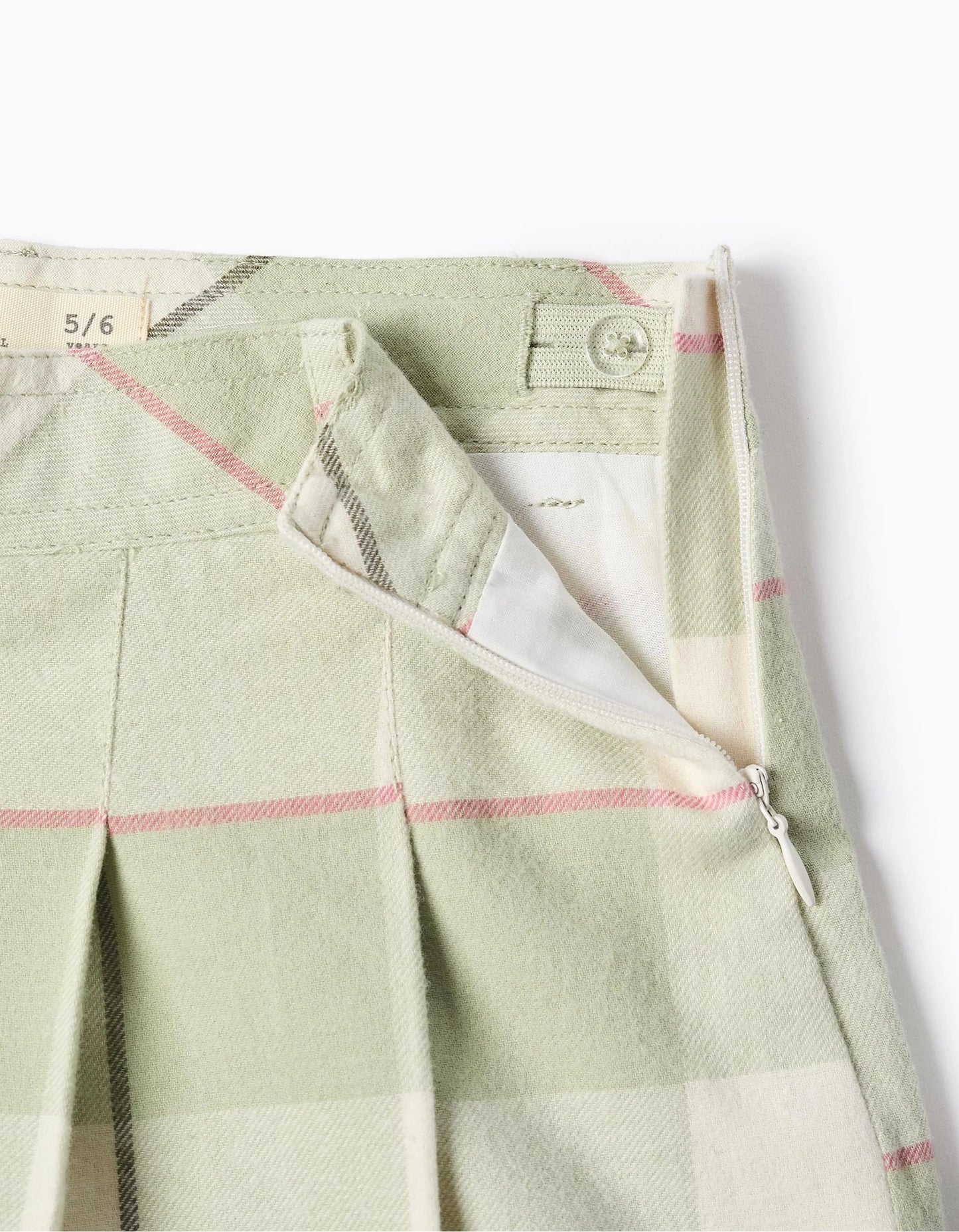 Check Flannel Skort for Girls, Green