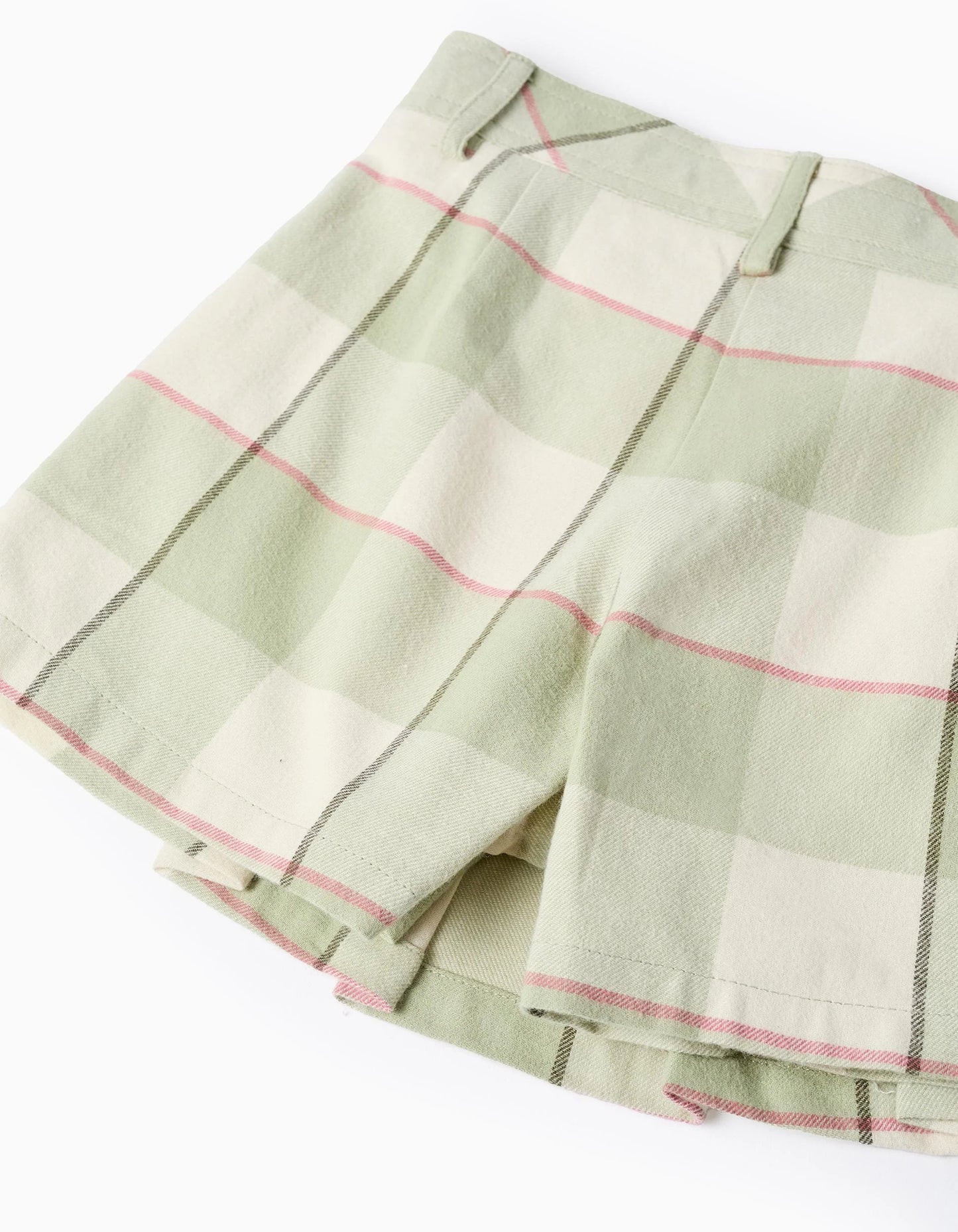 Check Flannel Skort for Girls, Green