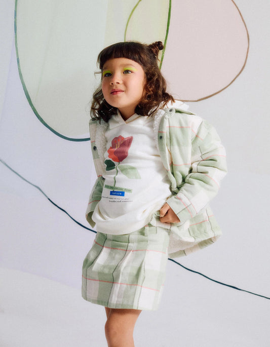 Check Flannel Skort for Girls, Green