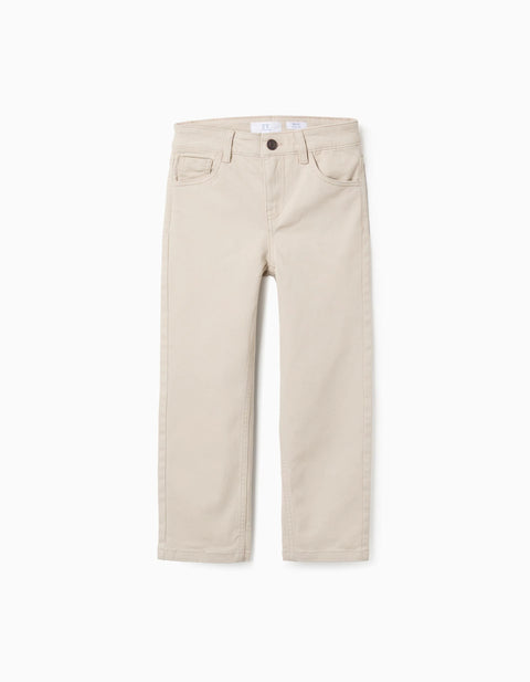 Twill Trousers for Boys 'Slim Fit', Beige