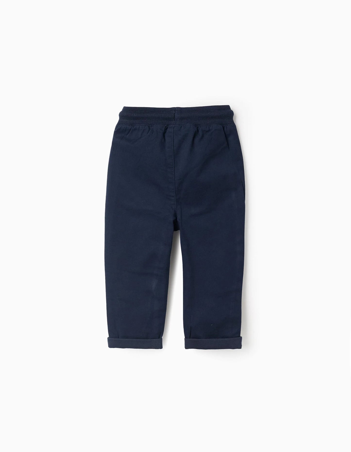 Trousers in Twill with Jersey Lining for Baby Boys, Dark Blue