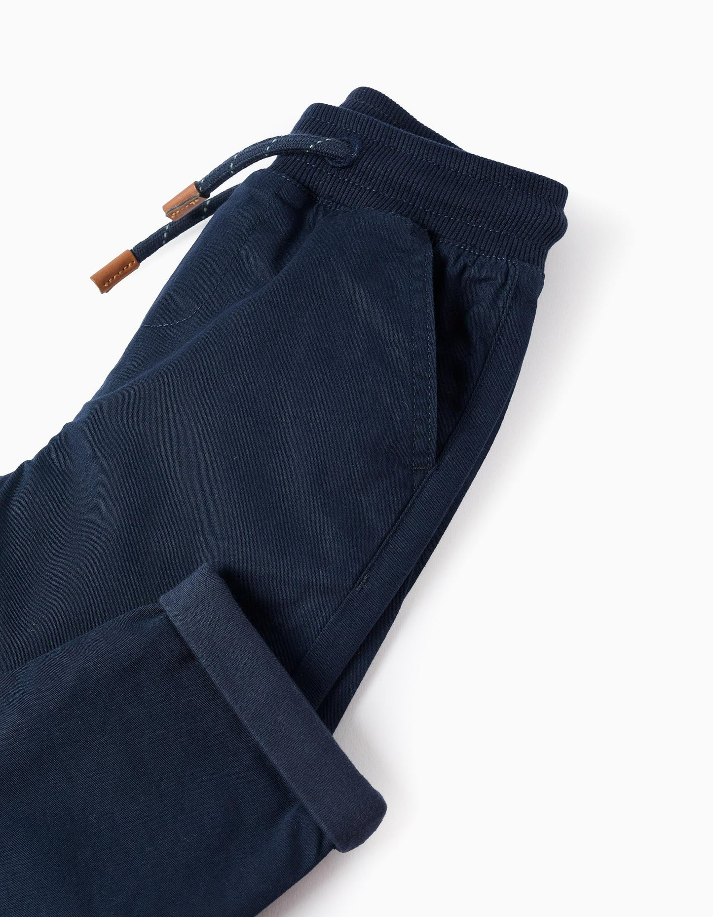 Trousers in Twill with Jersey Lining for Baby Boys, Dark Blue