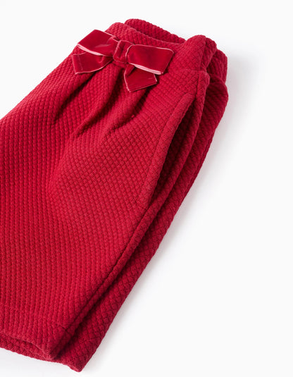 Textured Shorts for Girls, Red