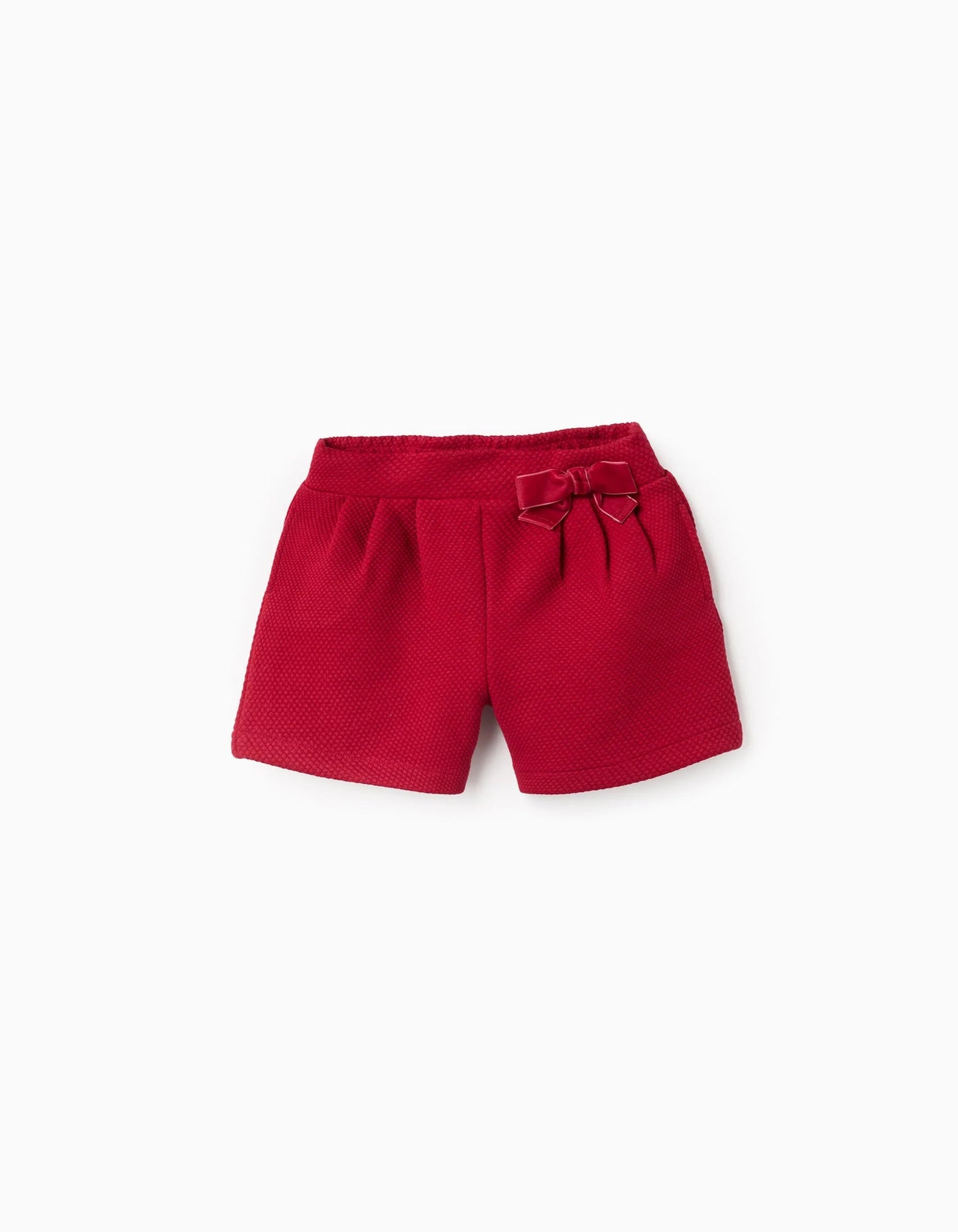 Textured Shorts for Girls, Red