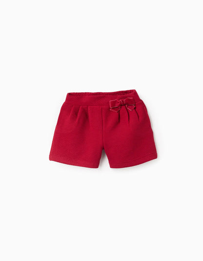 Textured Shorts for Girls, Red