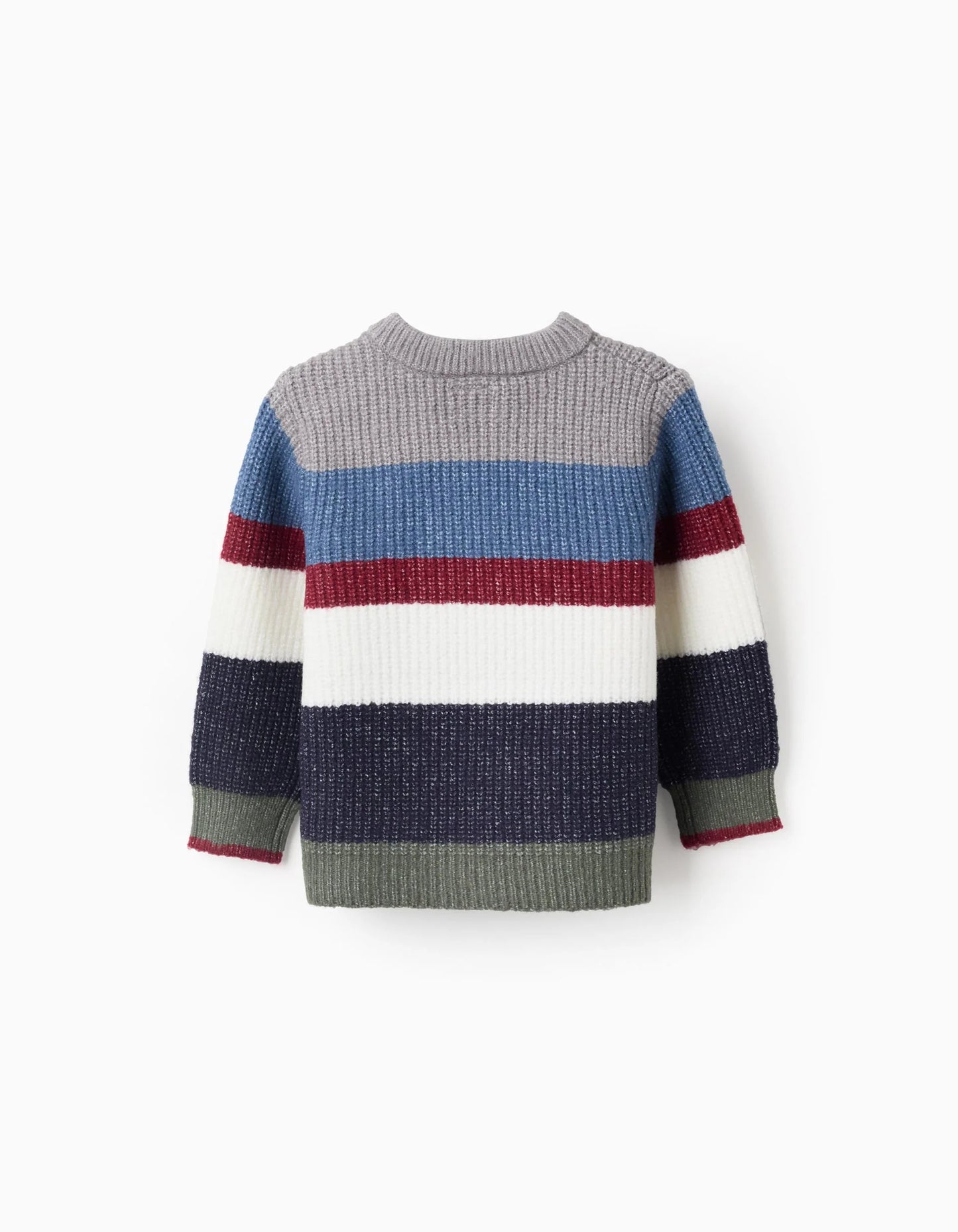 Striped Knitted Jumper with Buttons for Baby Boys, Multicolour