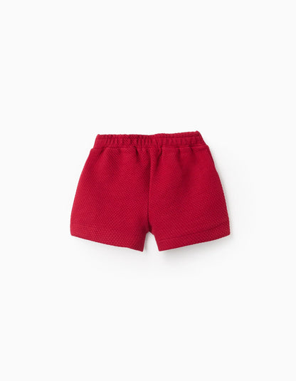 Textured Shorts for Baby Girls, Red