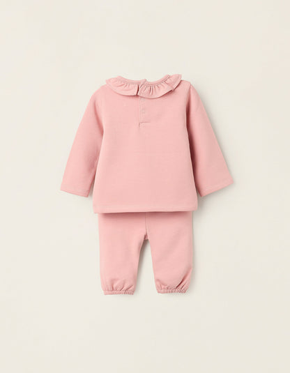 Sweatshirt + Footed Trousers for Newborn Girls 'Play', Pink