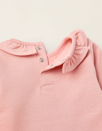 Sweatshirt + Footed Trousers for Newborn Girls 'Play', Pink