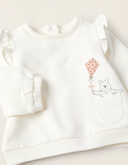 Brushed Sweatshirt + Trousers for Newborns 'Winnie', White/Pink
