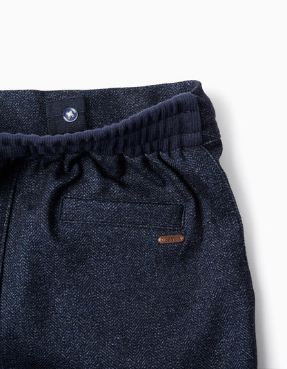 Chevron Interlock Trousers for Boys 'Straight', Dark Blue