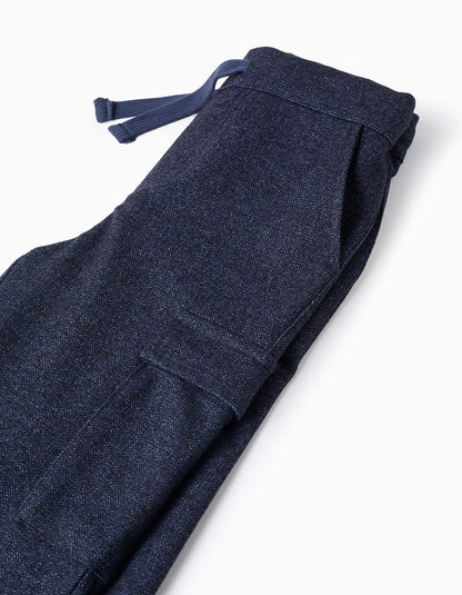 Chevron Interlock Trousers for Boys 'Straight', Dark Blue
