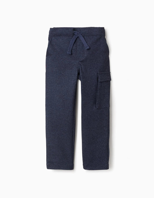 Chevron Interlock Trousers for Boys 'Straight', Dark Blue