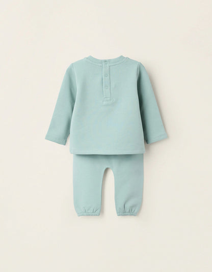 Brushed Sweatshirt + Trousers for Newborns 'Kite', Green