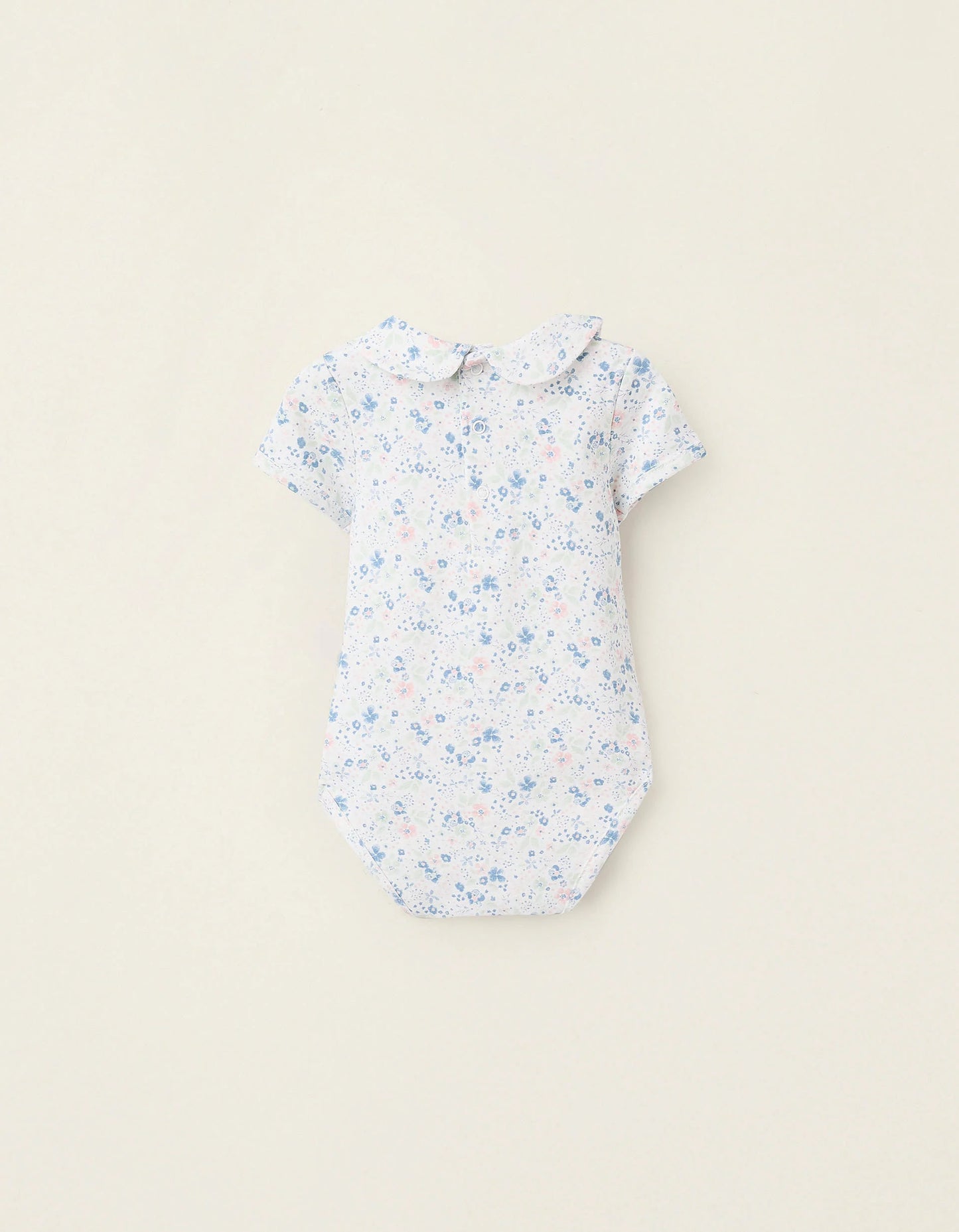 Floral Bodysuit for Newborn Girls, White/Blue/Green/Pink