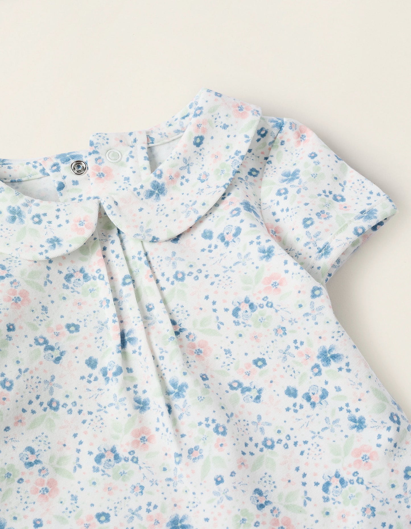 Floral Bodysuit for Newborn Girls, White/Blue/Green/Pink