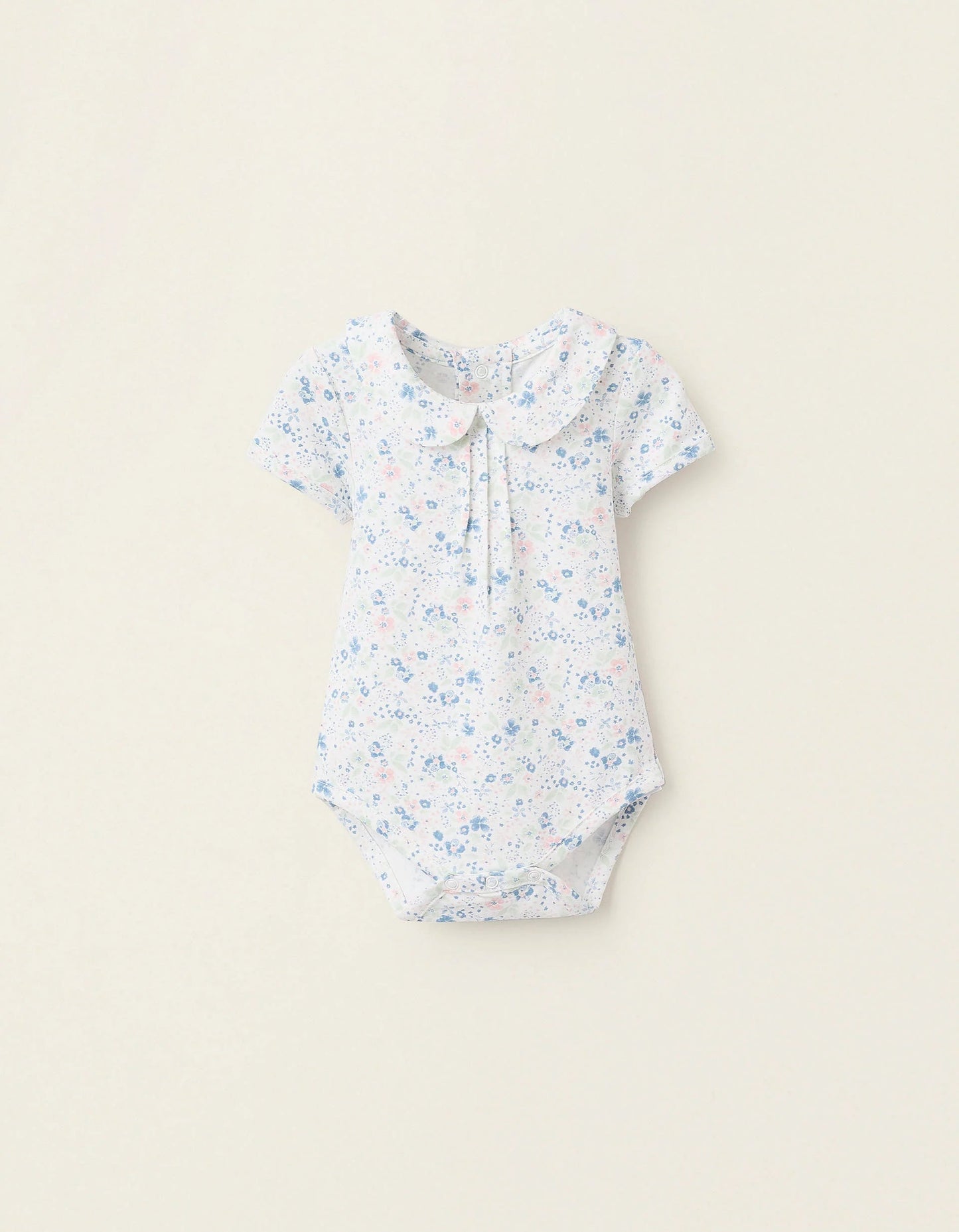Floral Bodysuit for Newborn Girls, White/Blue/Green/Pink