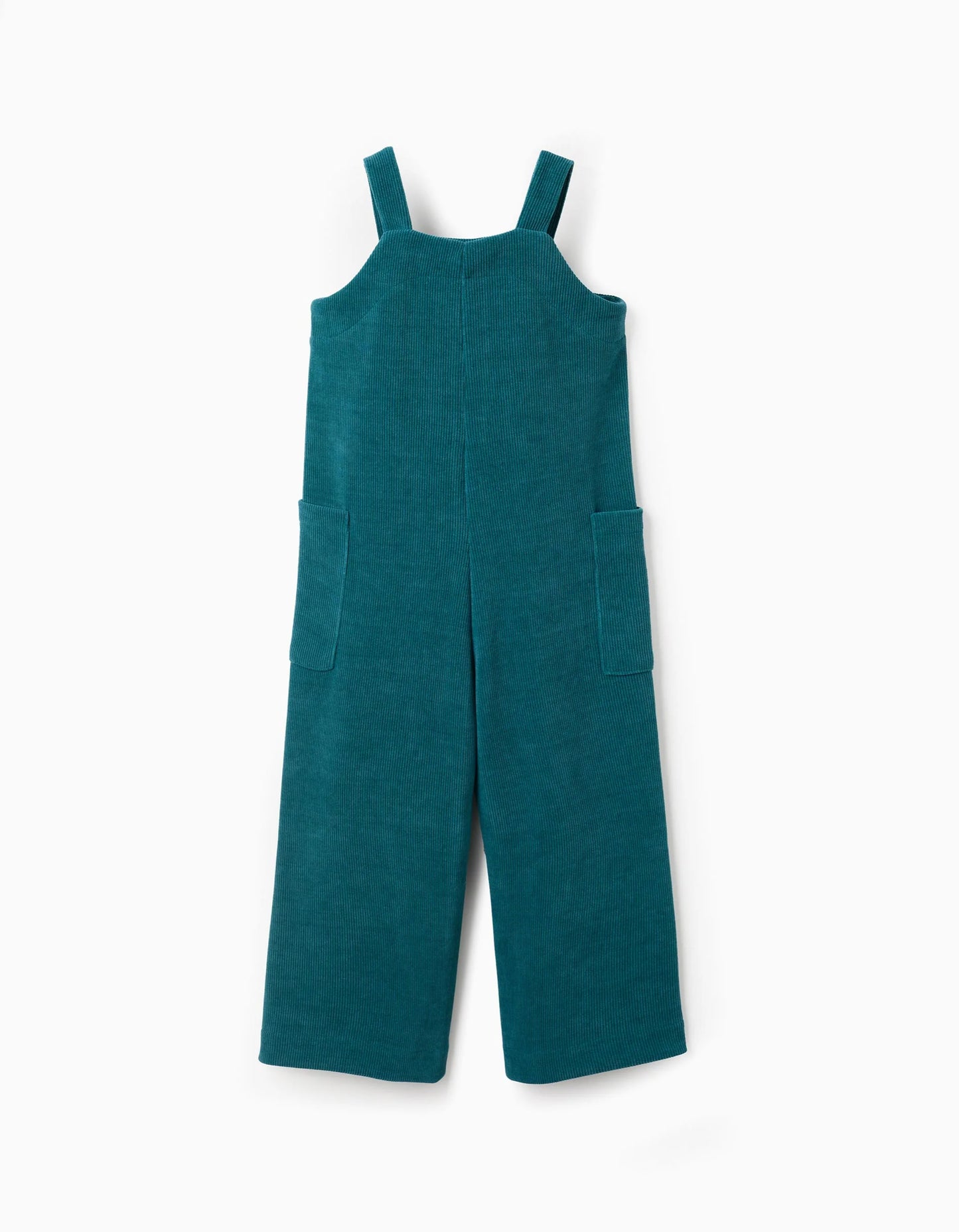 Interlock Knit Dungarees with Patch Pockets for Girls, Blue