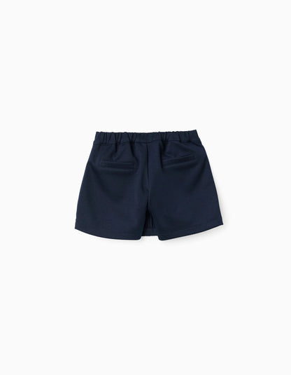 Knitted Pleated Skort for Girls, Dark Blue