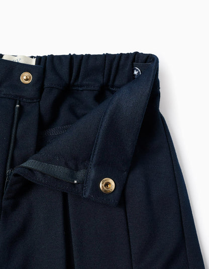 Knitted Pleated Skort for Girls, Dark Blue