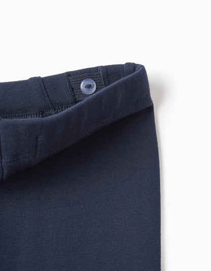 Roma Knit Wide Leg Leggings for Baby Girls, Dark Blue
