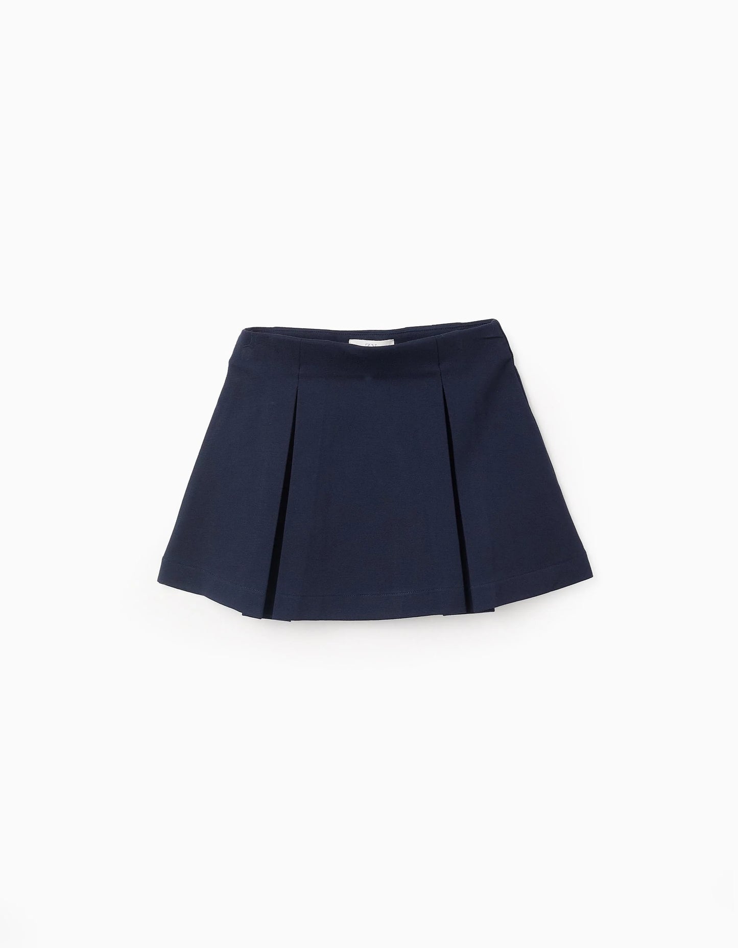 Roma Knit Pleated Skirt for Girls, Dark Blue
