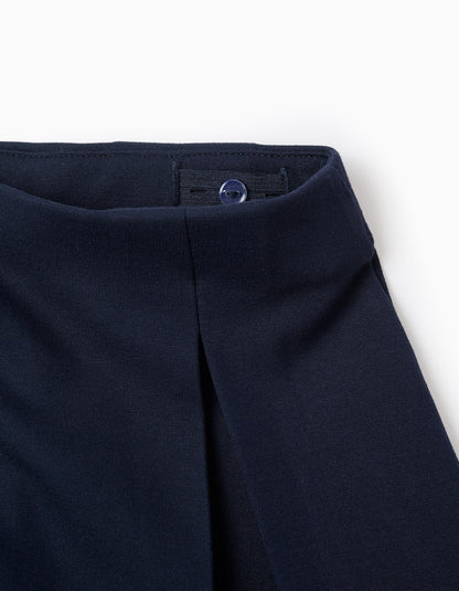 Roma Knit Pleated Skirt for Girls, Dark Blue
