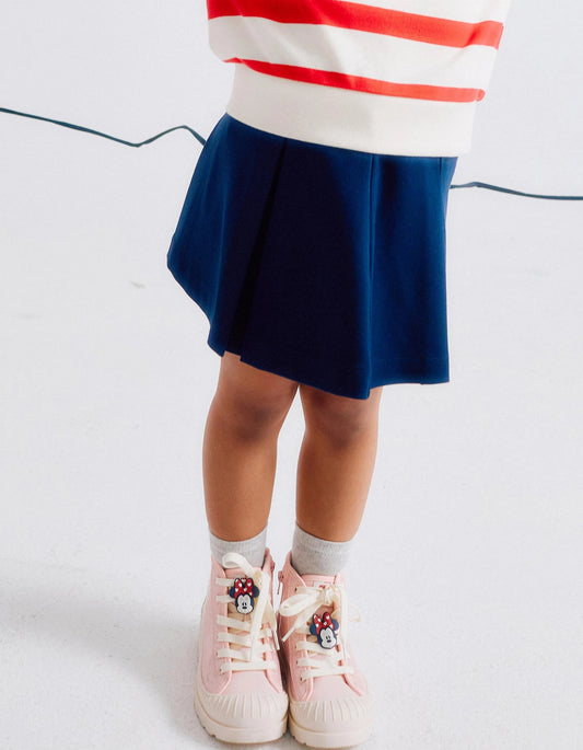 Roma Knit Pleated Skirt for Girls, Dark Blue