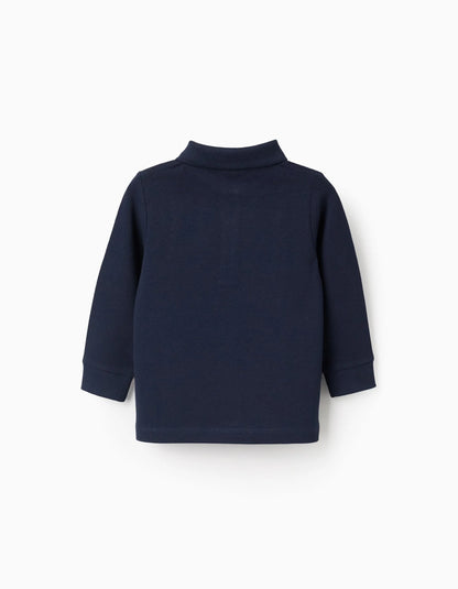 Long Sleeve Cotton Polo-shirt for Baby Boys, Dark Blue