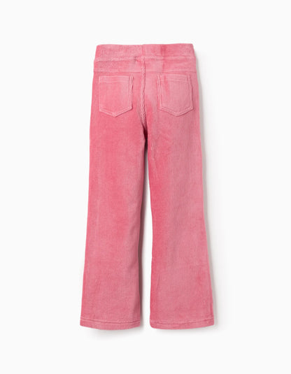 Flared corduroy leggings for girls, pink