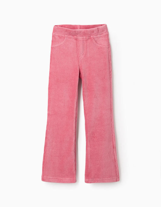Flared corduroy leggings for girls, pink