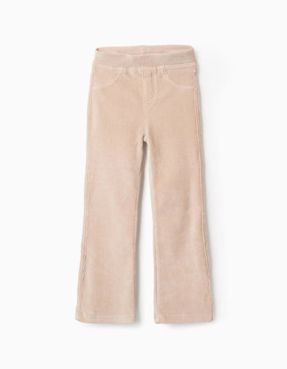 Flared corduroy leggings for girls, beige