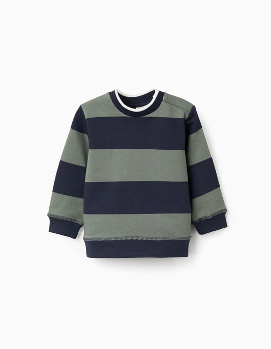 Striped Sweatshirt for Baby Boys, Dark Blue/Green