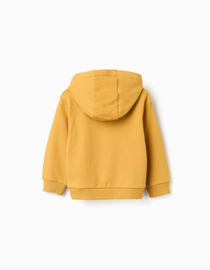 Brushed Hooded Sweatshirt with Print for Baby Boys, Yellow