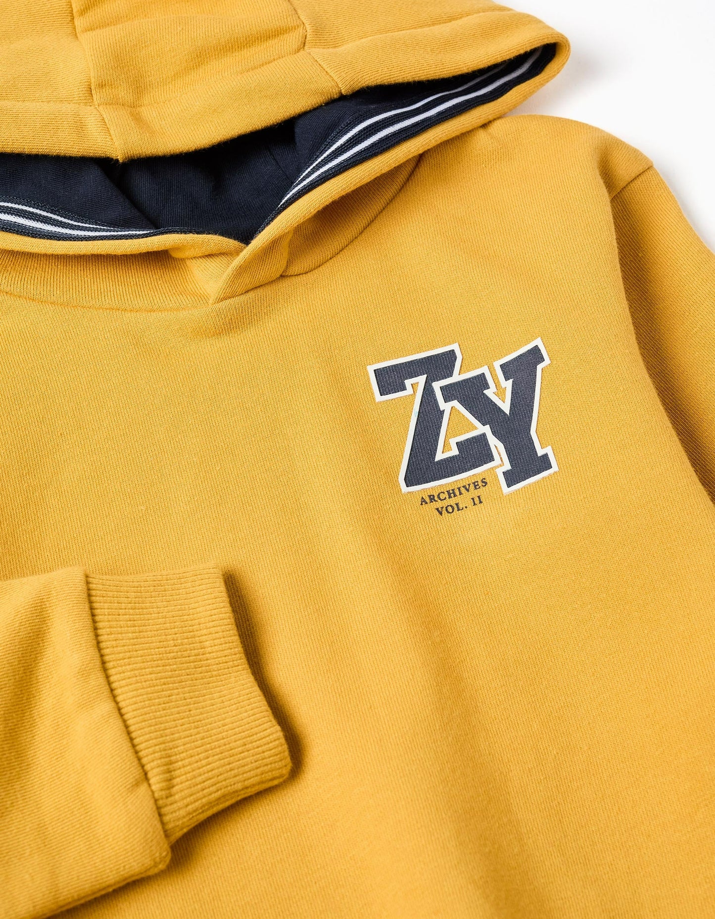 Brushed Hooded Sweatshirt with Print for Baby Boys, Yellow