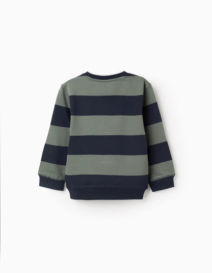 Striped Sweatshirt for Boys, Dark Blue/Green