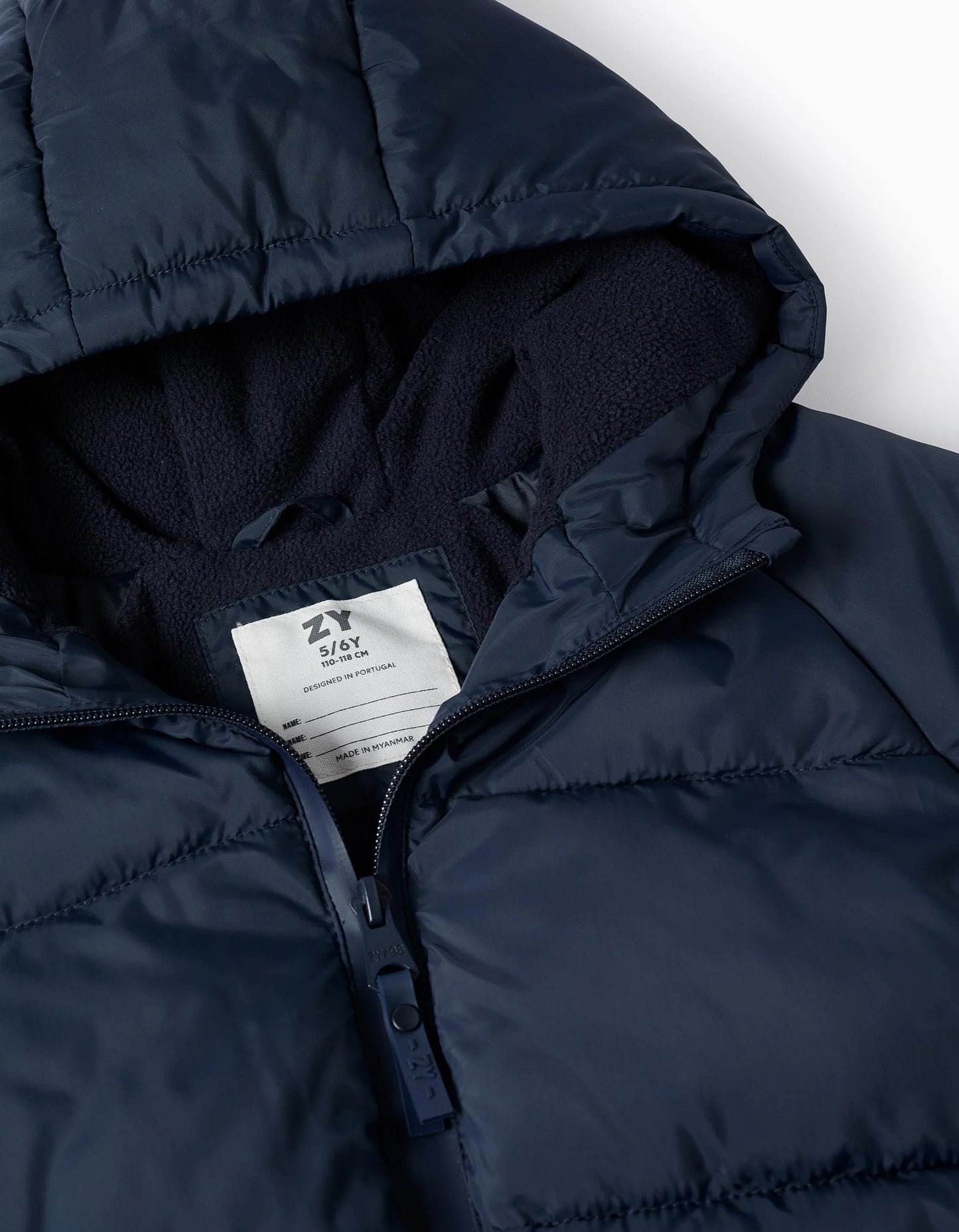 Hooded Padded Jacket with Fleece Lining for Boys, Dark Blue