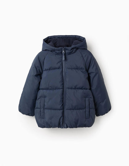Hooded Padded Jacket with Fleece Lining for Boys, Dark Blue