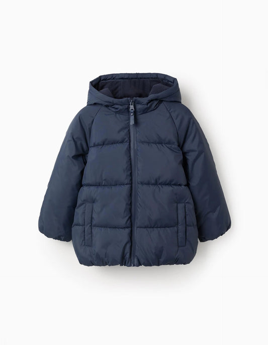 Hooded Padded Jacket with Fleece Lining for Boys, Dark Blue