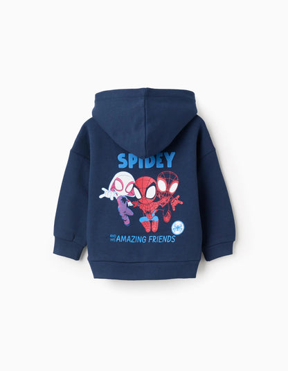 Hooded Sweatshirt for Baby Boys 'Spidey', Dark Blue