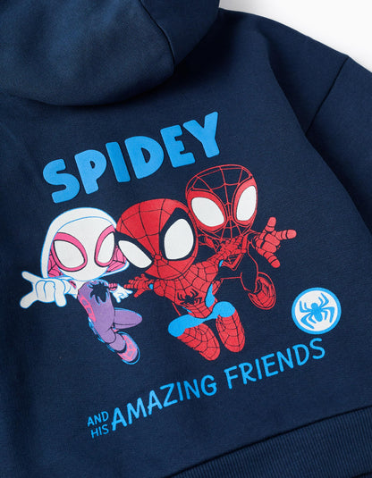 Hooded Sweatshirt for Baby Boys 'Spidey', Dark Blue