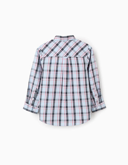 Cotton Shirt with Check for Boys, Blue/Red/Black/Green