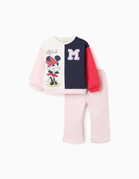 Cotton Tracksuit with Colour Block for Baby Girls 'Minnie', Pink