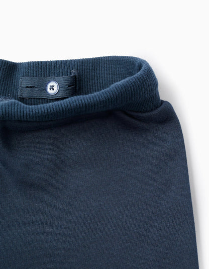 Brushed joggers with print for baby boys, dark blue