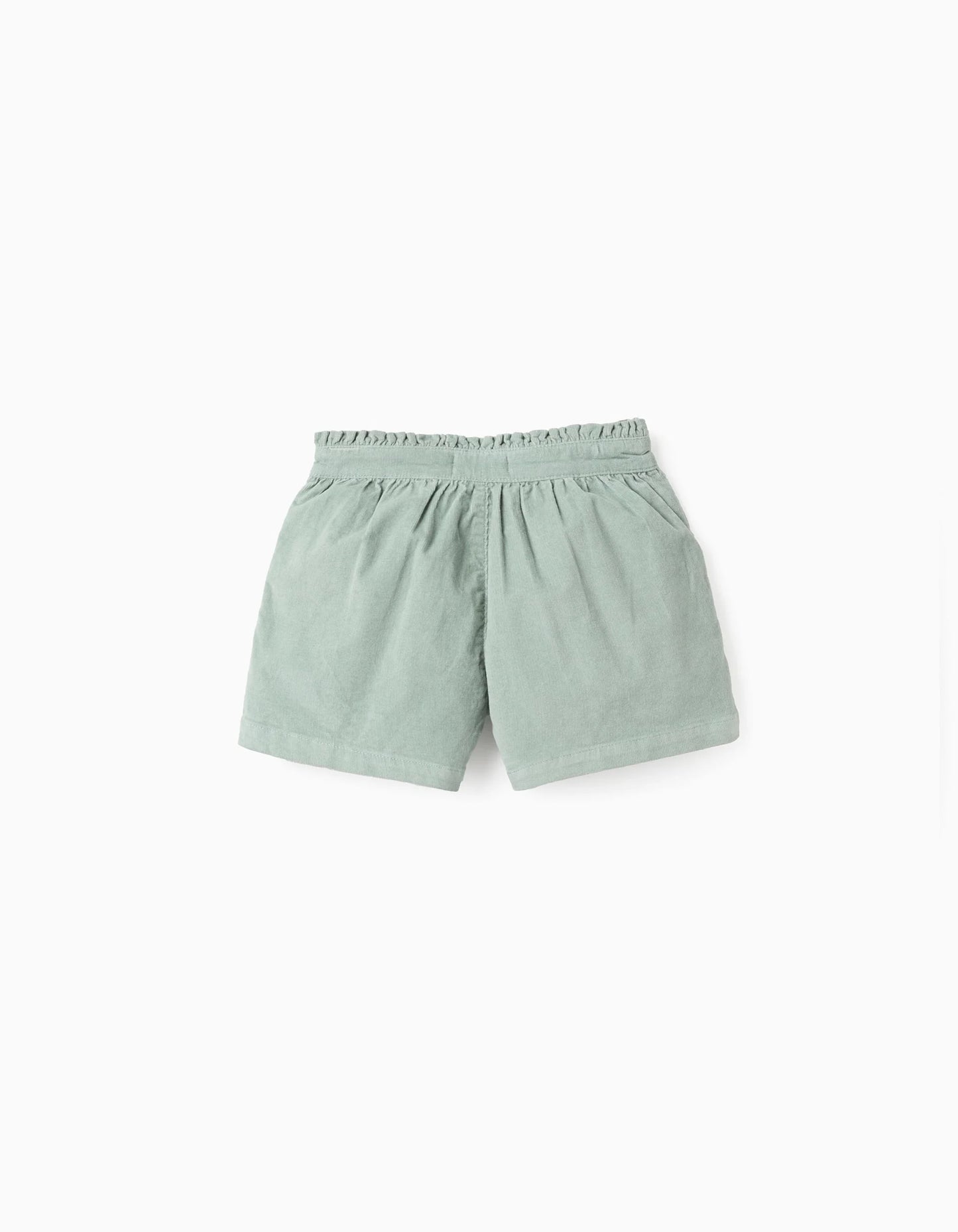 Corduroy Shorts with Ruffles for Girls, Aqua Green