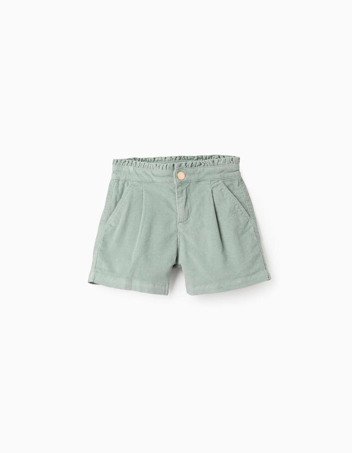 Corduroy Shorts with Ruffles for Girls, Aqua Green